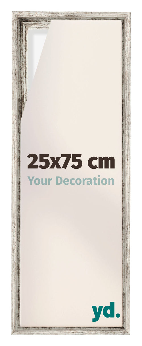 Lyon MDF Marco Flotante 25x75cm Blanco Vintage Delantera Tamano | Yourdecoration.es