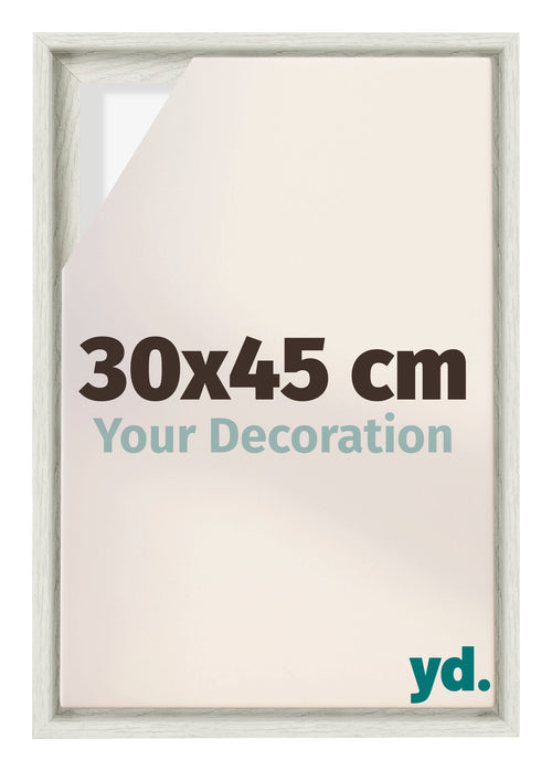 Lyon MDF Marco Flotante 30x45cm Blanco Lavado Delantera Tamano | Yourdecoration.es