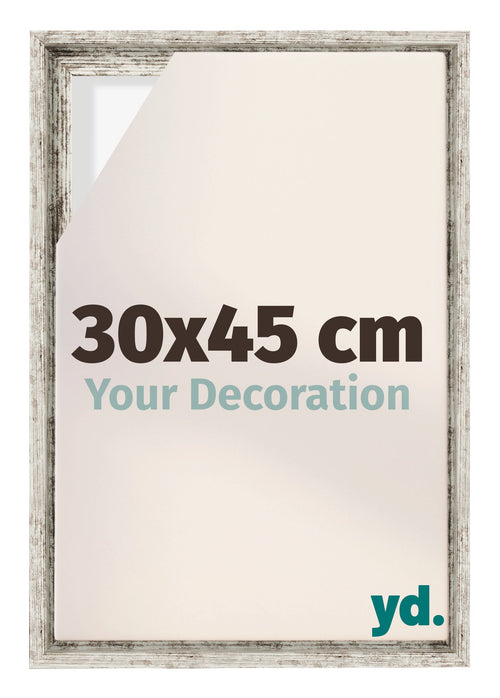 Lyon MDF Marco Flotante 30x45cm Blanco Vintage Delantera Tamano | Yourdecoration.es