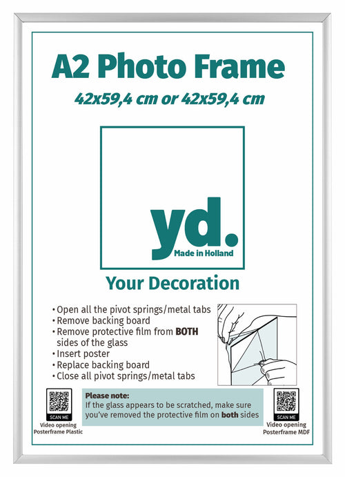 Aurora Aluminio Marco de Fotos 42x59 4cm Plateado Parte delantera Insertar Papel | Yourdecoration.es