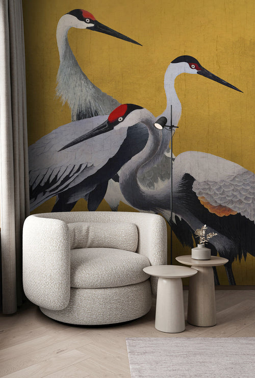 Fotomural Yellow Cranes 200x250cm Komar FLX4 053 Interior | Yourdecoration.es