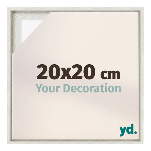 Lyon MDF Marco Flotante 20x20cm Blanco Lavado Delantera Tamano | Yourdecoration.es