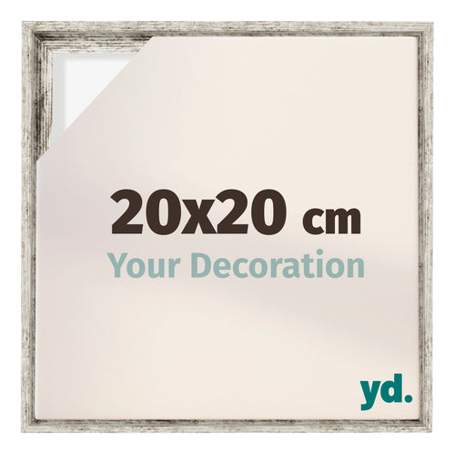 Lyon MDF Marco Flotante 20x20cm Blanco Vintage Delantera Tamano | Yourdecoration.es