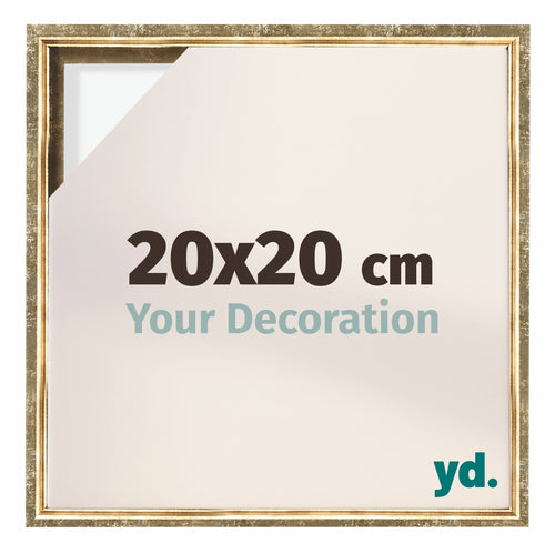 Lyon MDF Marco Flotante 20x20cm Dorado Antiguo Delantera Tamano | Yourdecoration.es