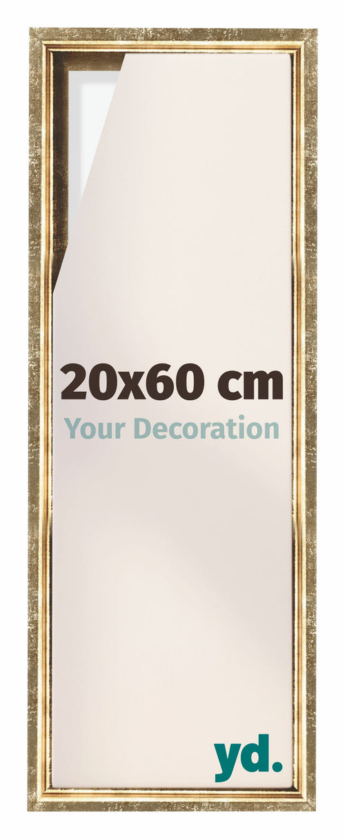 Lyon MDF Marco Flotante 20x60cm Dorado Antiguo Delantera Tamano | Yourdecoration.es