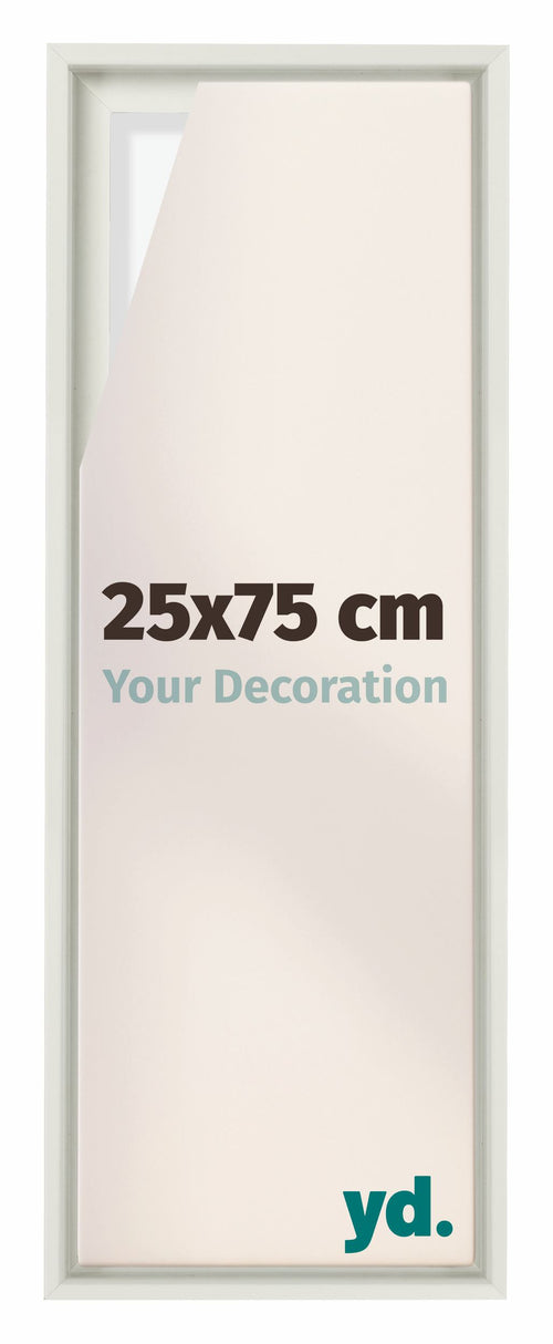 Lyon MDF Marco Flotante 25x75cm Blanco Mate Delantera Tamano | Yourdecoration.es