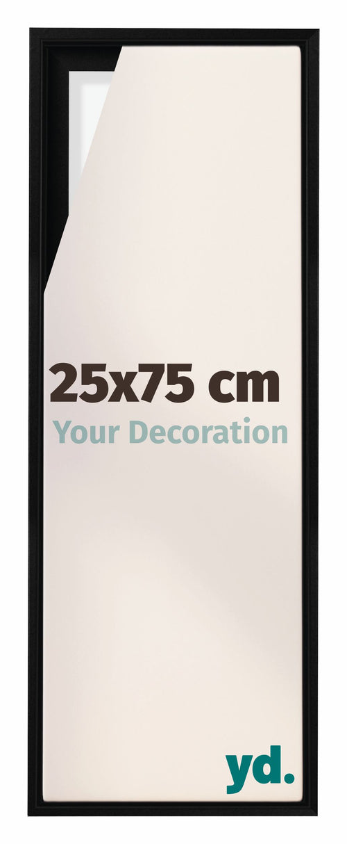 Lyon MDF Marco Flotante 25x75cm Negro Mate Delantera Tamano | Yourdecoration.es