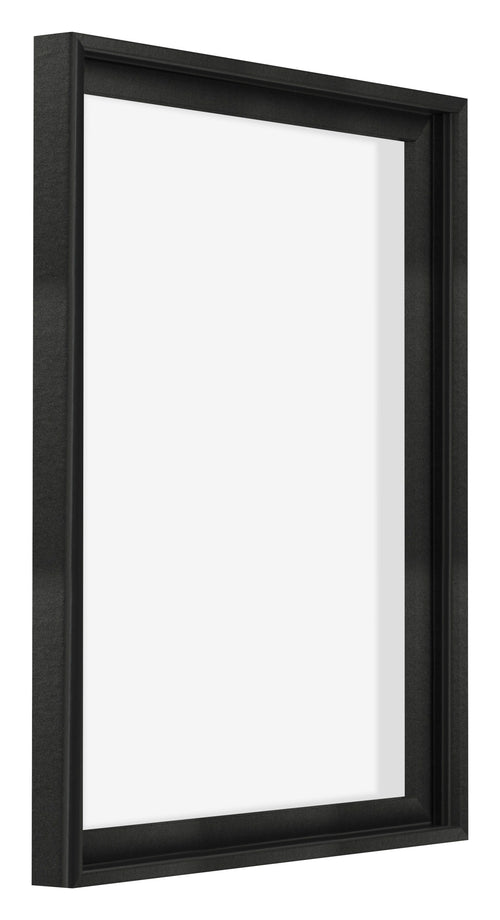Lyon MDF Marco Flotante 4 5 Negro Mate Delantera Oblicuo | Yourdecoration.es