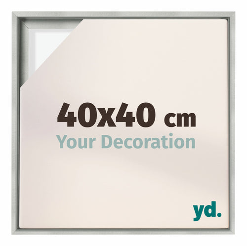Lyon MDF Marco Flotante 40x40cm Plateado Mate Delantera Tamano | Yourdecoration.es