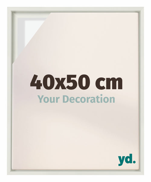 Lyon MDF Marco Flotante 40x50cm Blanco Mate Delantera Tamano | Yourdecoration.es