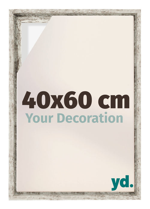 Lyon MDF Marco Flotante 40x60cm Blanco Vintage Delantera Tamano | Yourdecoration.es
