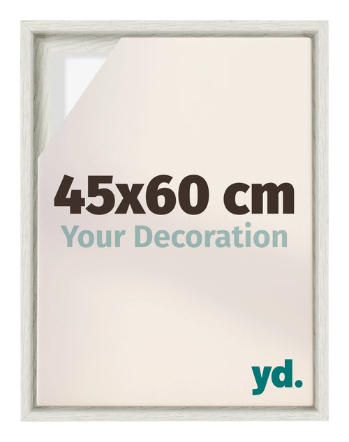 Lyon MDF Marco Flotante 45x60cm Blanco Lavado Delantera Tamano | Yourdecoration.es