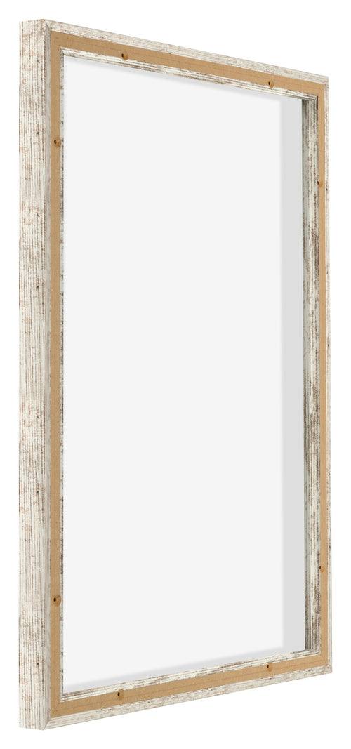 Lyon MDF Marco Flotante 5 7 Blanco Vintage Trasera Oblicuo | Yourdecoration.es