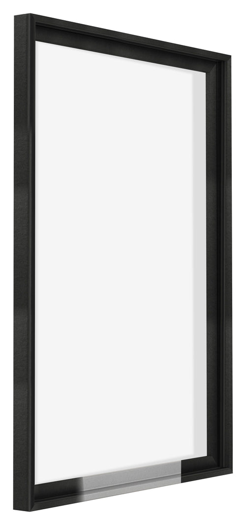 Lyon MDF Marco Flotante 5 7 Negro Mate Delantera Oblicuo | Yourdecoration.es