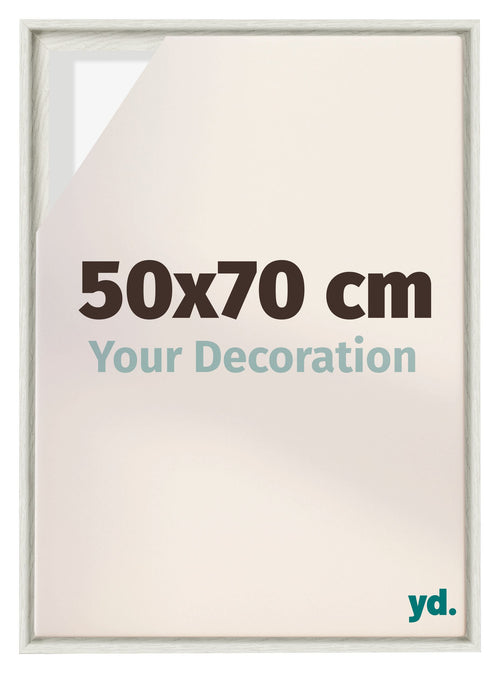 Lyon MDF Marco Flotante 50x70cm Blanco Lavado Delantera Tamano | Yourdecoration.es