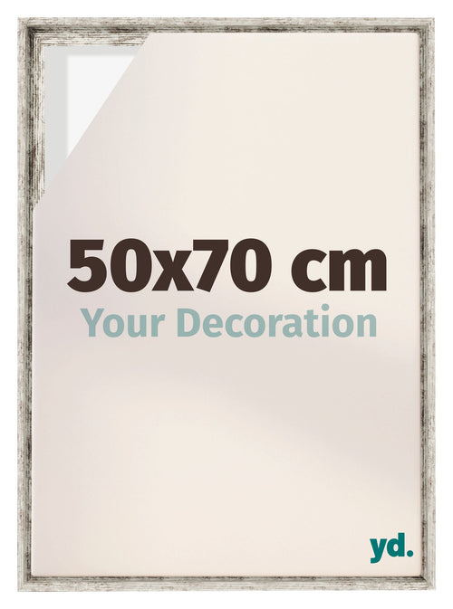 Lyon MDF Marco Flotante 50x70cm Blanco Vintage Delantera Tamano | Yourdecoration.es