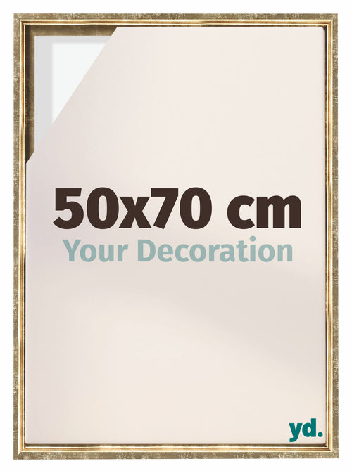 Lyon MDF Marco Flotante 50x70cm Dorado Antiguo Delantera Tamano | Yourdecoration.es