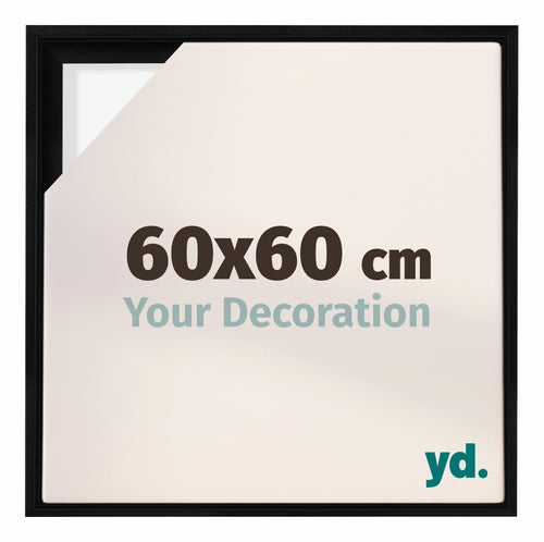 Lyon MDF Marco Flotante 60x60cm Negro Mate Delantera Tamano | Yourdecoration.es