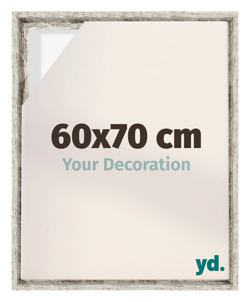 Lyon MDF Marco Flotante 60x70cm Blanco Vintage Delantera Tamano | Yourdecoration.es