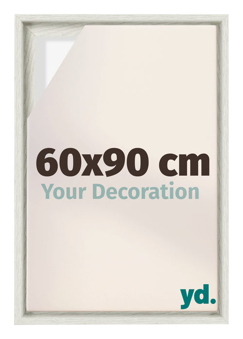 Lyon MDF Marco Flotante 60x90cm Blanco Lavado Delantera Tamano | Yourdecoration.es