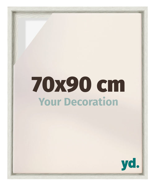 Lyon MDF Marco Flotante 70x90cm Blanco Lavado Delantera Tamano | Yourdecoration.es