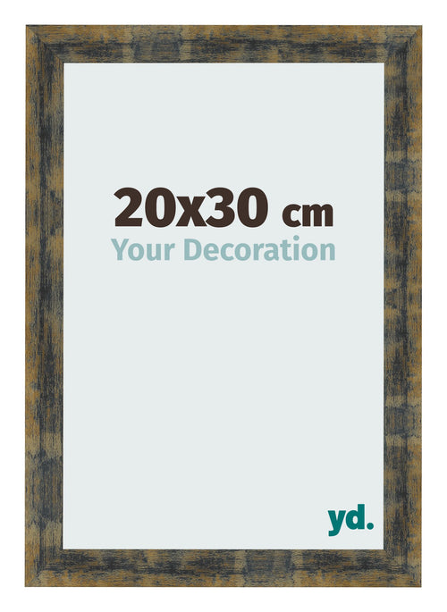 Marco de Fotos 20x30cm Azul Y Dorado Fusionado MDF Pisa Delantera Tamano | Yourdecoration.es