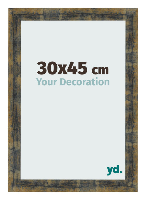 Marco de Fotos 30x45cm Azul Y Dorado Fusionado MDF Pisa Delantera Tamano | Yourdecoration.es