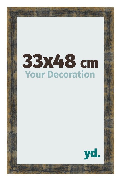 Marco de Fotos 33x48cm Azul Y Dorado Fusionado MDF Pisa Delantera Tamano | Yourdecoration.es