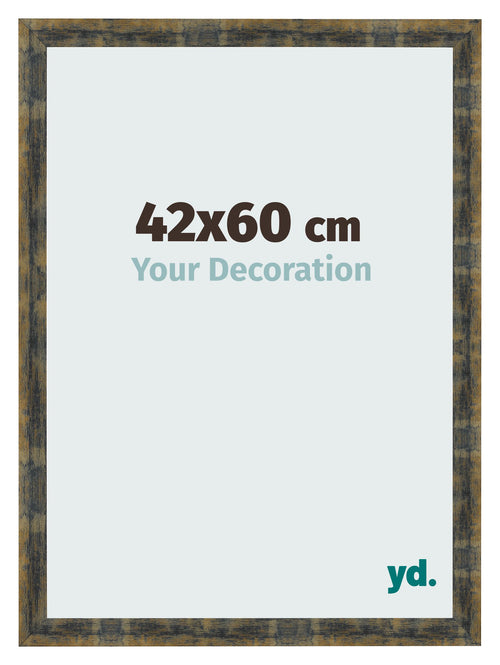 Marco de Fotos 42x60cm Azul Y Dorado Fusionado MDF Pisa Delantera Tamano | Yourdecoration.es