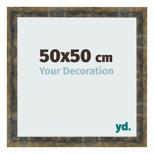 Marco de Fotos 50x50cm Azul Y Dorado Fusionado MDF Pisa Delantera Tamano | Yourdecoration.es