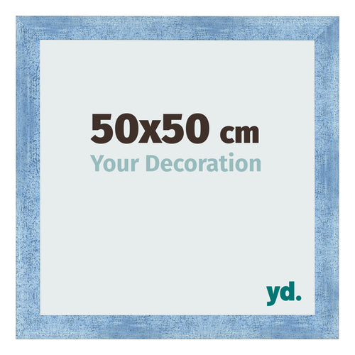 Marco de Fotos 50x50cm Claro Azul Barrido MDF Pisa Delantera Tamano | Yourdecoration.es