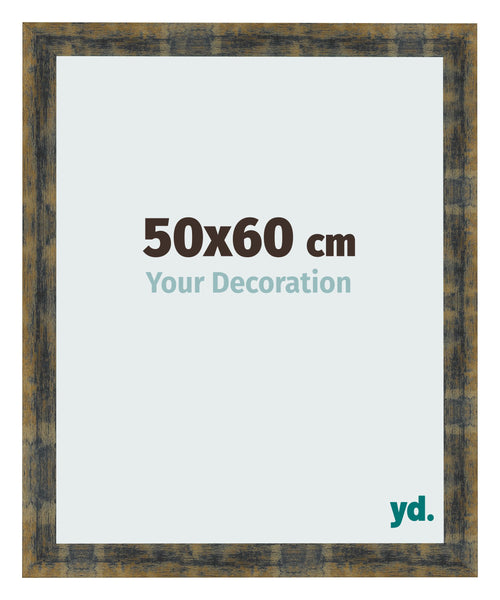 Marco de Fotos 50x60cm Azul Y Dorado Fusionado MDF Pisa Delantera Tamano | Yourdecoration.es
