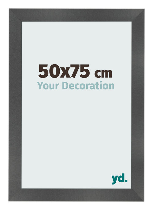 Marco de Fotos 50x75cm Negro Plateado Pulido MDF Pisa Delantera Tamano | Yourdecoration.es