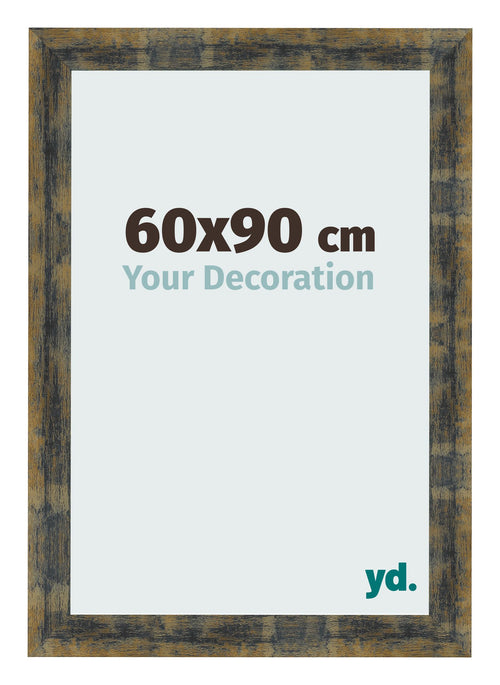 Marco de Fotos 60x90cm Azul Y Dorado Fusionado MDF Pisa Delantera Tamano | Yourdecoration.es