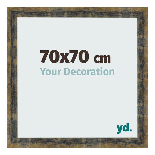 Marco de Fotos 70x70cm Azul Y Dorado Fusionado MDF Pisa Delantera Tamano | Yourdecoration.es