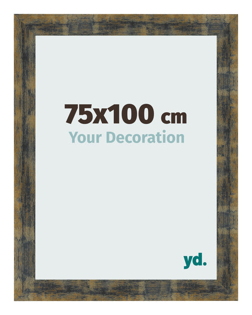 Marco de Fotos 75x100cm Azul Y Dorado Fusionado MDF Pisa Delantera Tamano | Yourdecoration.es