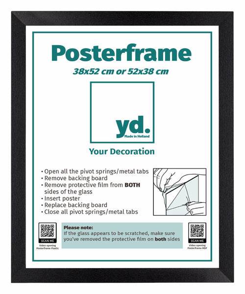 Marco de Poster MDF 38x52cm Negro Mate Parte delantera Tamano | Yourdecoration.es