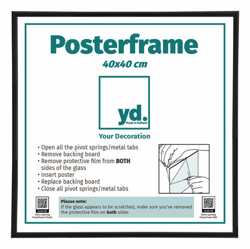Marco de Poster Plastico 40x40cm Negro Mate Parte delantera Tamano | Yourdecoration.es