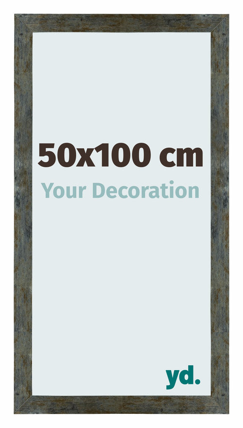 Mura MDF Marco de Fotos 50x100cm Azul y dorado fusionado Parte delantera Tamano | Yourdecoration.es