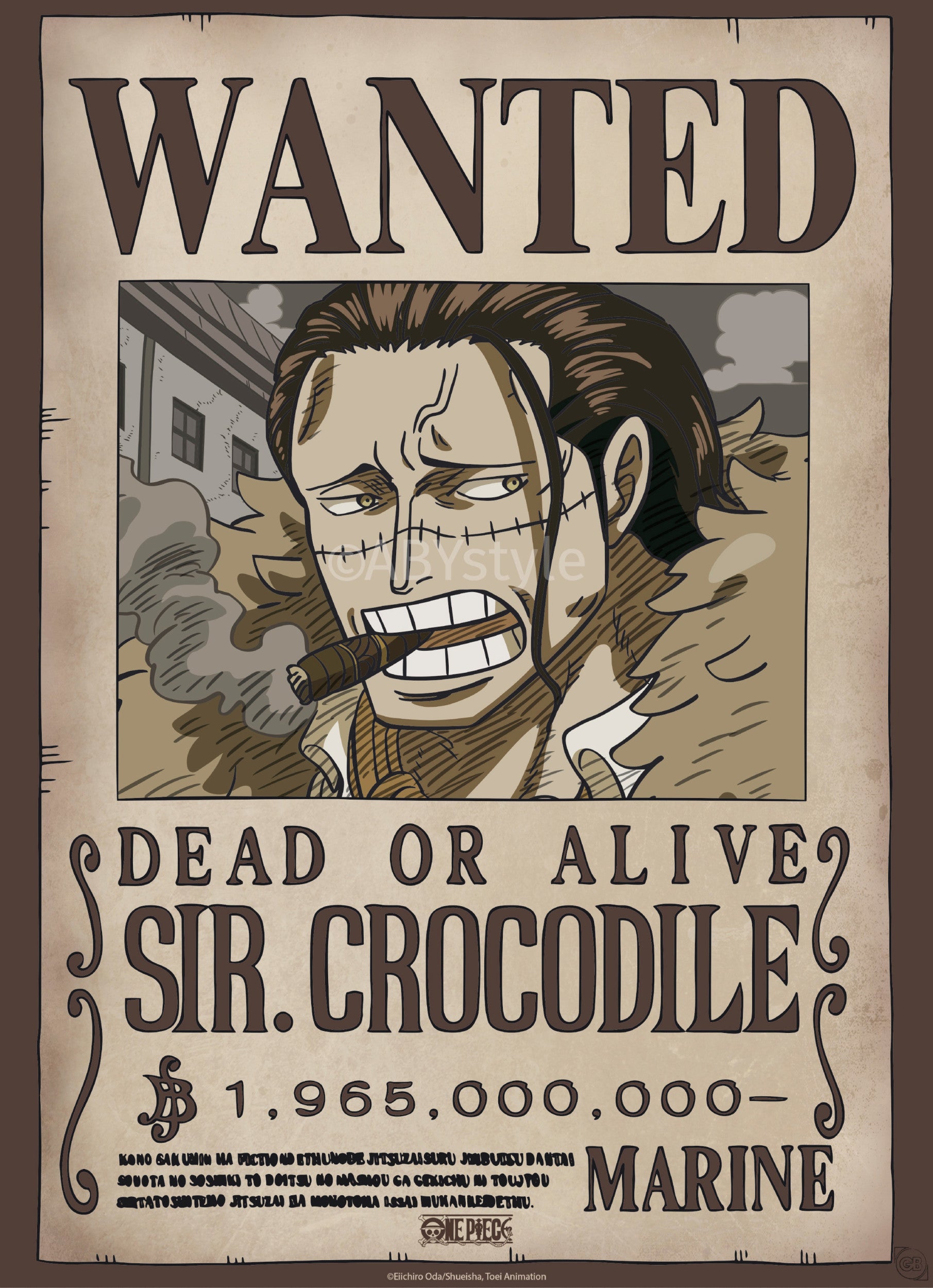 ONE PIECE A3ポスター One Piece Wanted Crocodile Wano Póster 38x52cm