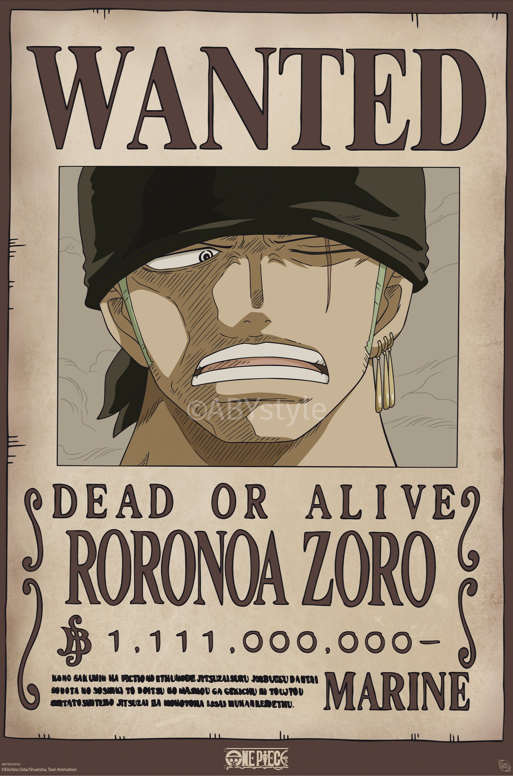 ワンコページ One Piece Wanted Zoro Wano Póster 61x91,5cm | Yourdecoration