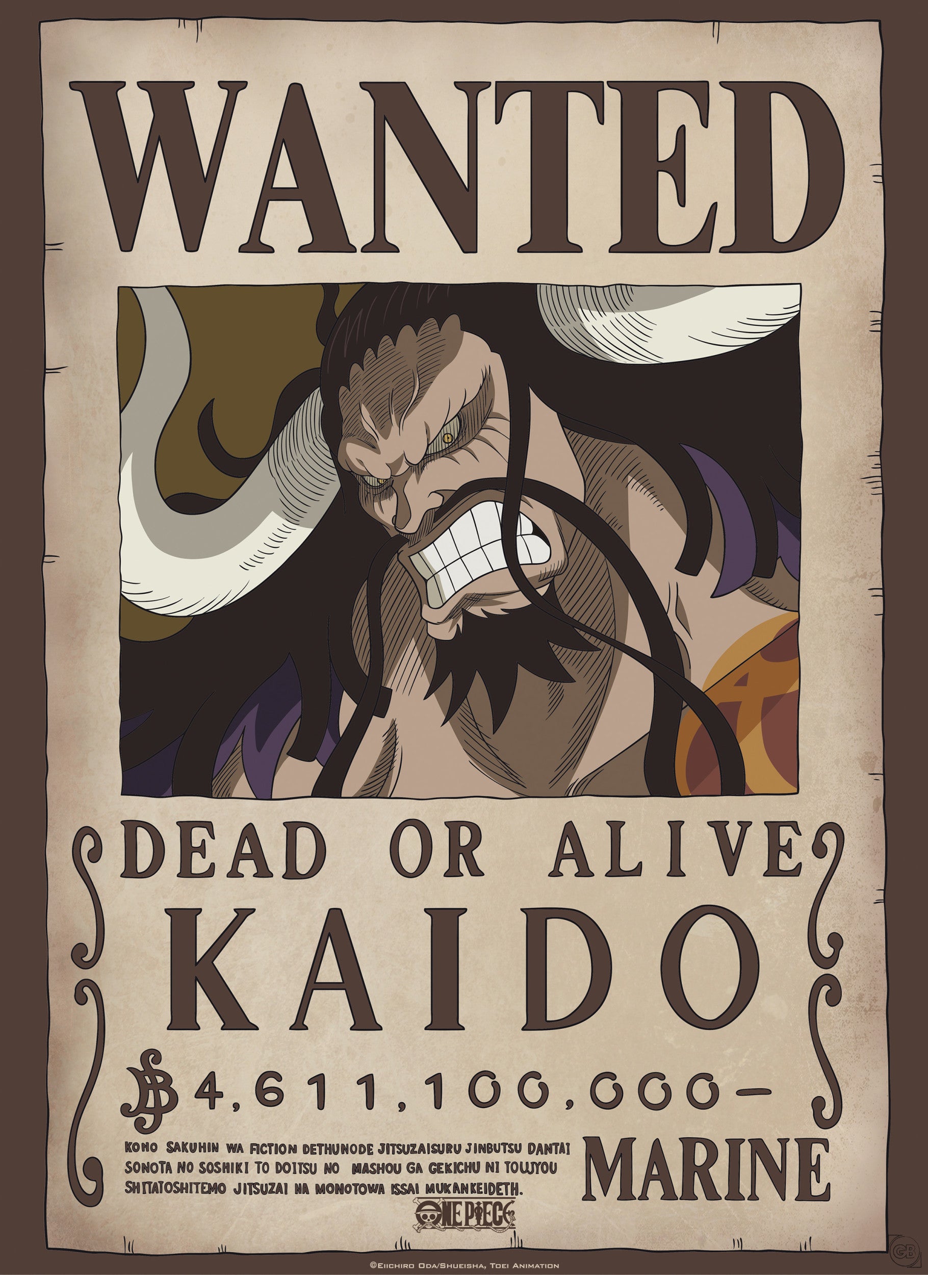 Póster One Piece Wanted Kaido 38x52cm | Yourdecoration.es