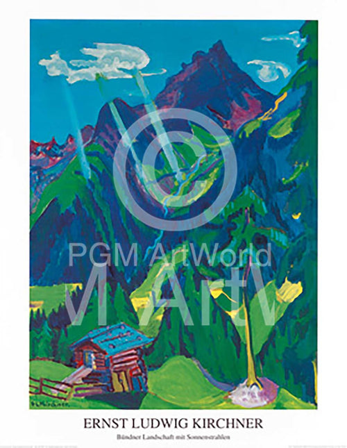 Ernst Ludwig Kirchner Bündner Landschaft Reproducción de arte 70x90cm | Yourdecoration.es