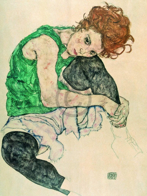 Egon Schiele Sitzende Frau mit hochgezogenen Reproducción de arte 60x80cm | Yourdecoration.es