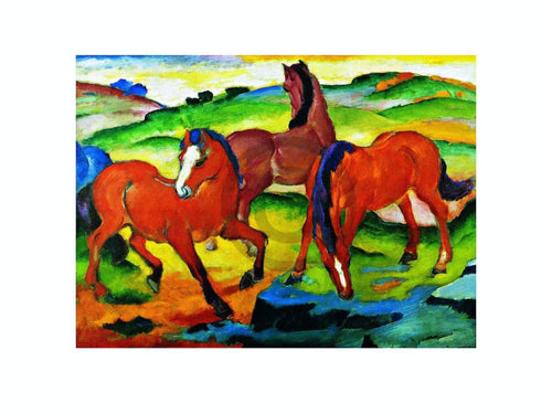 Franz Marc Die großen roten Pferde Reproducción de arte 71x56cm | Yourdecoration.es