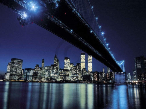 Henri Silberman Brooklyn Bridge at Night Reproducción de arte 80x60cm | Yourdecoration.es