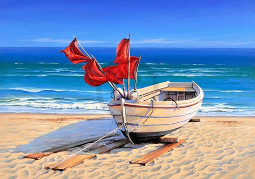 Sigurd Schneider Small fishing boat Reproducción de arte 80x60cm | Yourdecoration.es