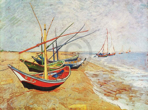 Vincent Van Gogh Barche sulla spiaggia Reproducción de arte 80x60cm | Yourdecoration.es