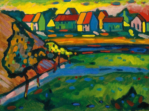 Wassily Kandinsky Bayrisches Dorf mit Feld Reproducción de arte 80x60cm | Yourdecoration.es