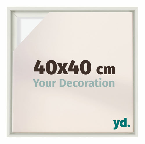Lyon MDF Marco Flotante 40x40cm Blanco Mate Delantera Tamano | Yourdecoration.es